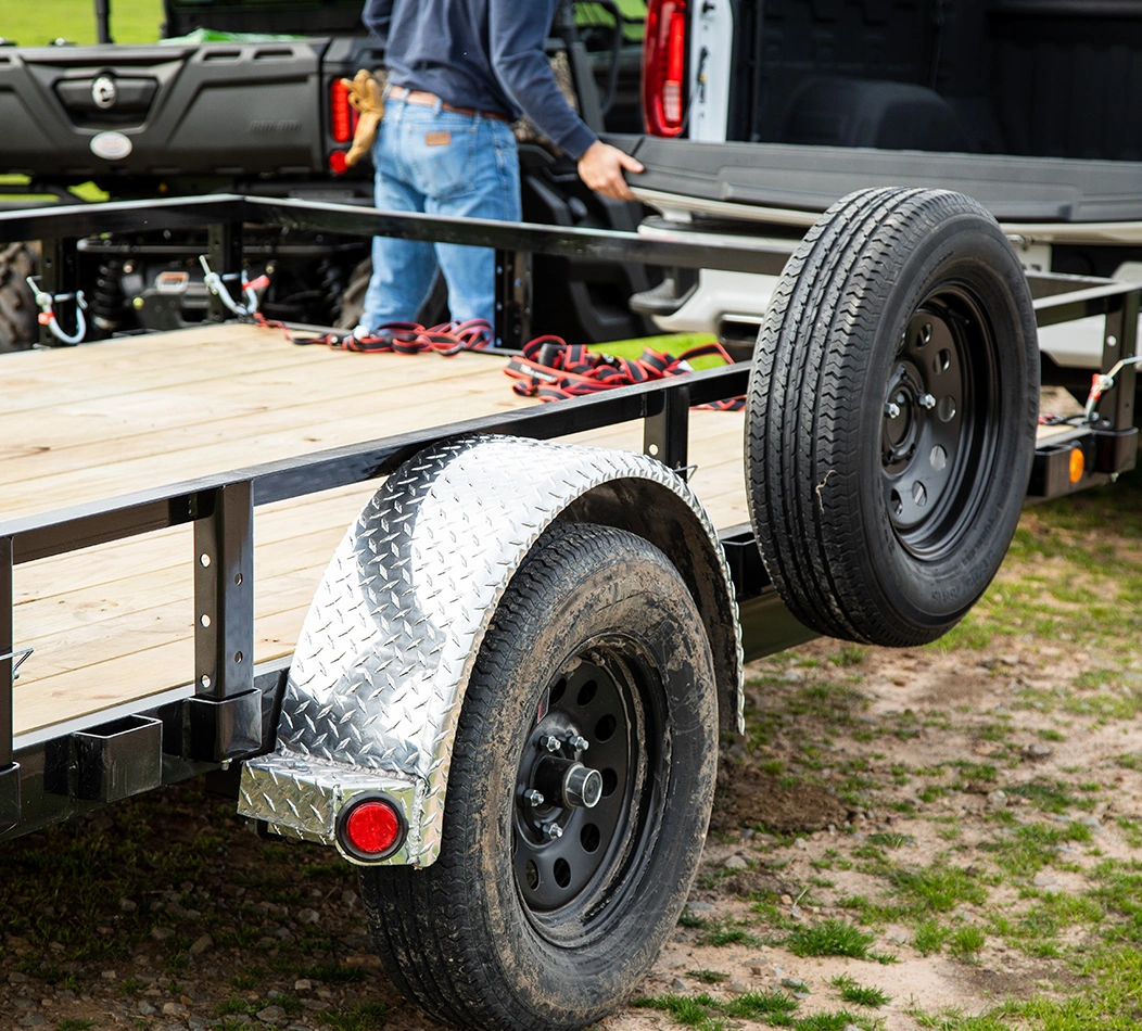 Preparing a trailer for hauling.